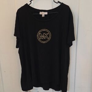 Michael Kors Black Tee with Gold MK Emblem